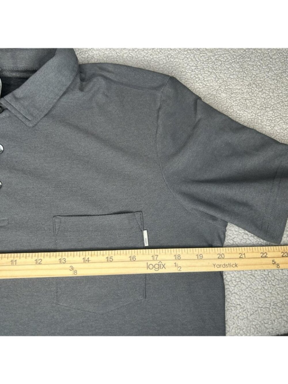 Vuori Ace Polo Shirt Mens M Gray Knit Pocket Performance Casual Golf Stretch - Picture 8 of 11